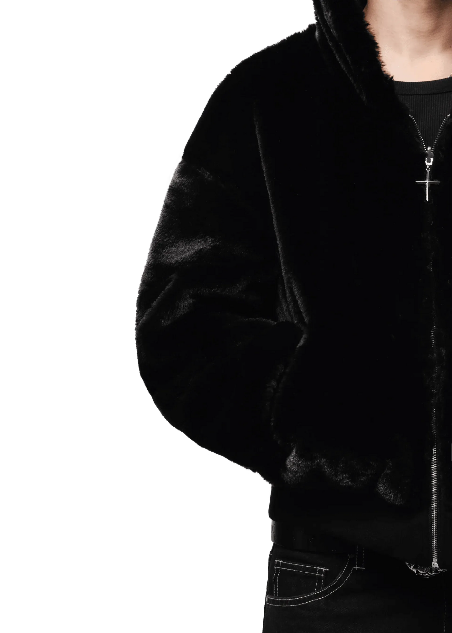 REVERSIBLE FUR ZIP HOODIE - Black Panther