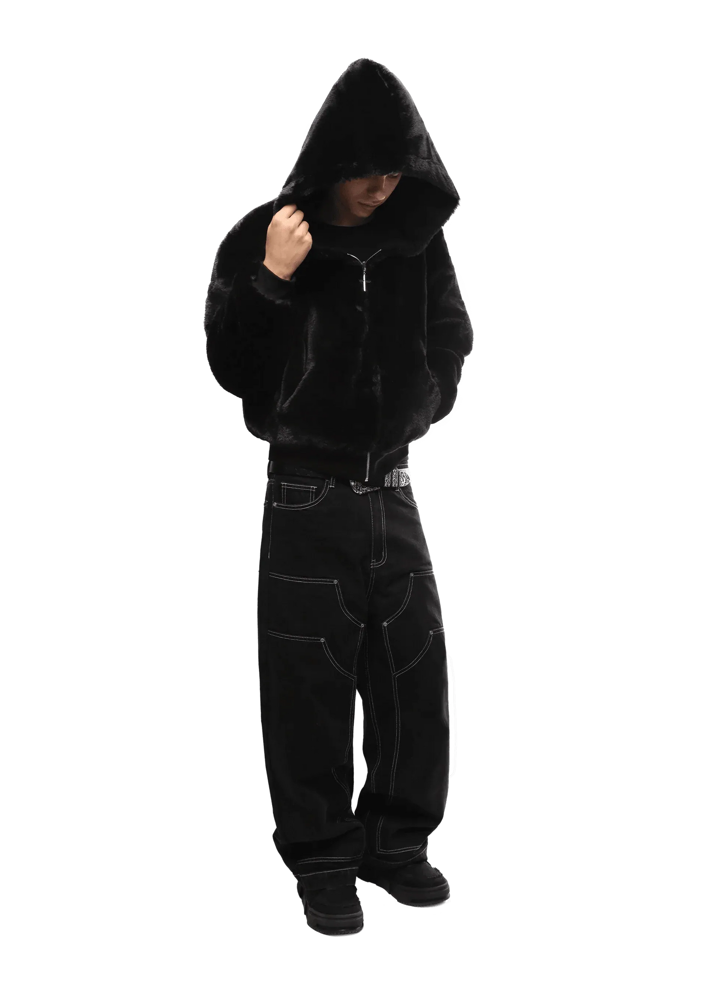 REVERSIBLE FUR ZIP HOODIE - Black Panther
