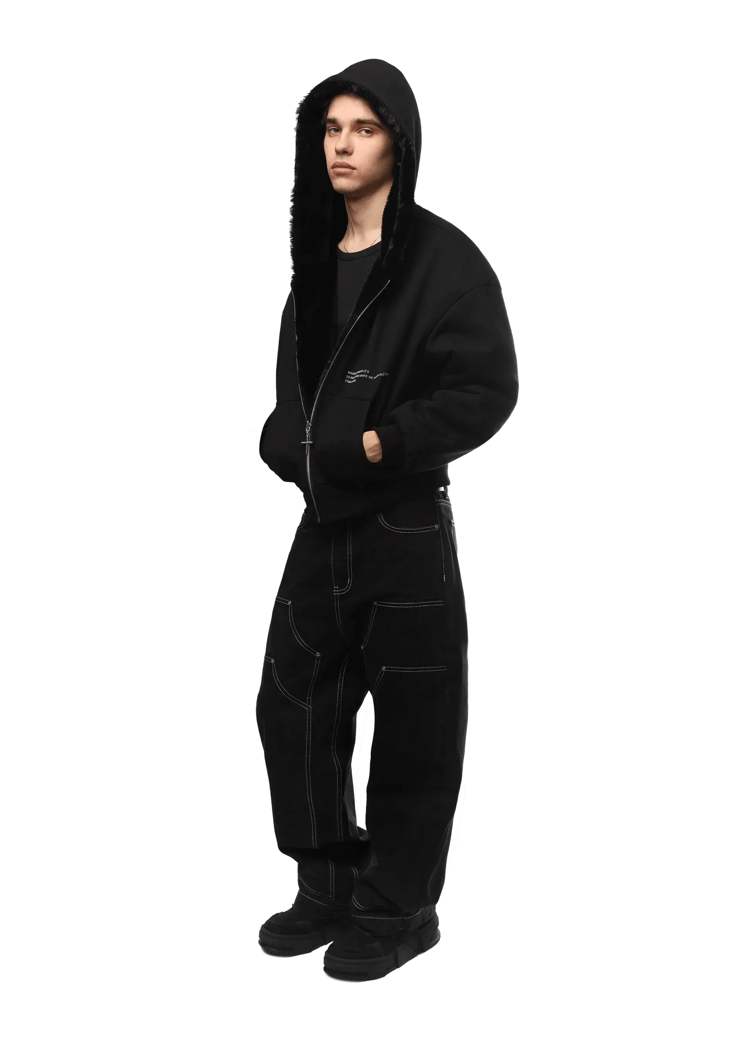 REVERSIBLE FUR ZIP HOODIE - Black Panther