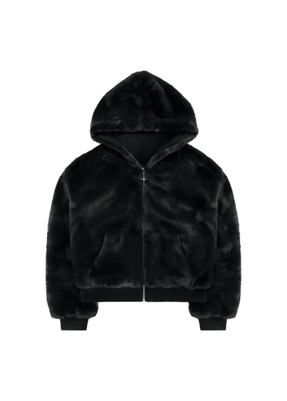 REVERSIBLE FUR ZIP HOODIE - Black Panther