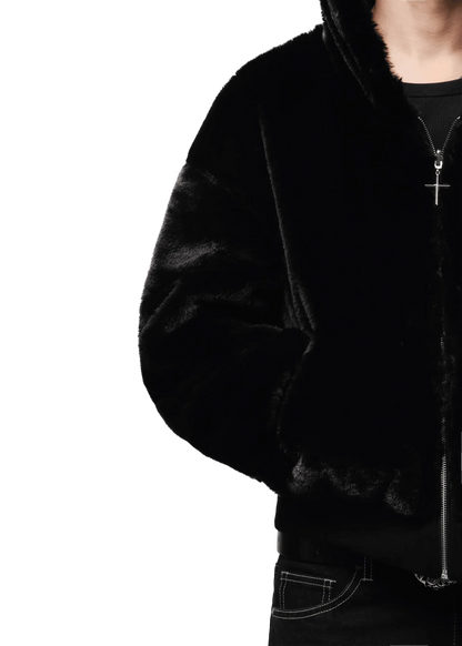 REVERSIBLE FUR ZIP HOODIE - Black Panther
