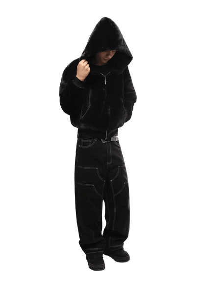 REVERSIBLE FUR ZIP HOODIE - Black Panther