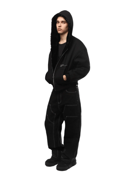 REVERSIBLE FUR ZIP HOODIE - Black Panther